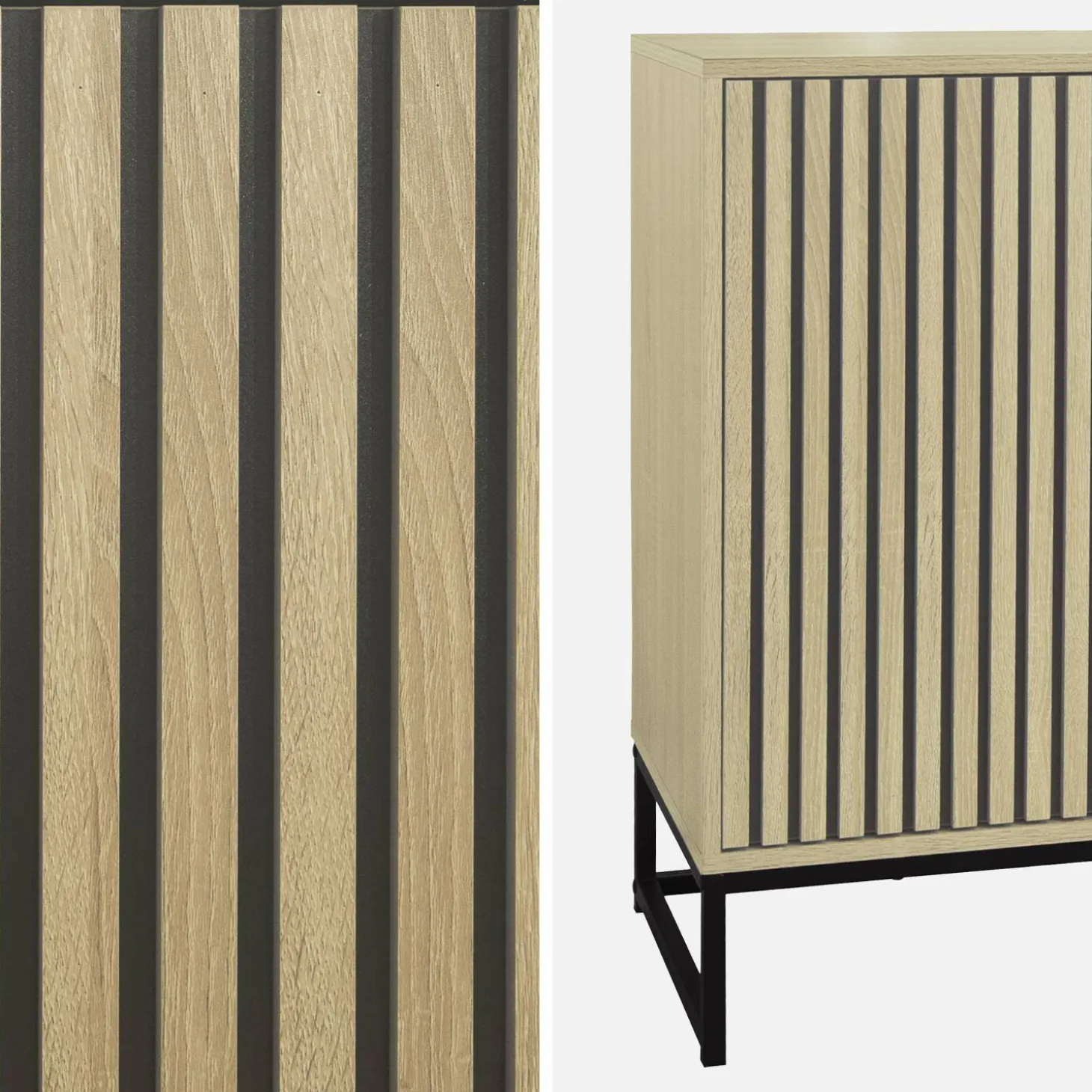 Modernes Sideboard mit Holzoptik und Rillenmuster, 3 Türen, B 160 cm