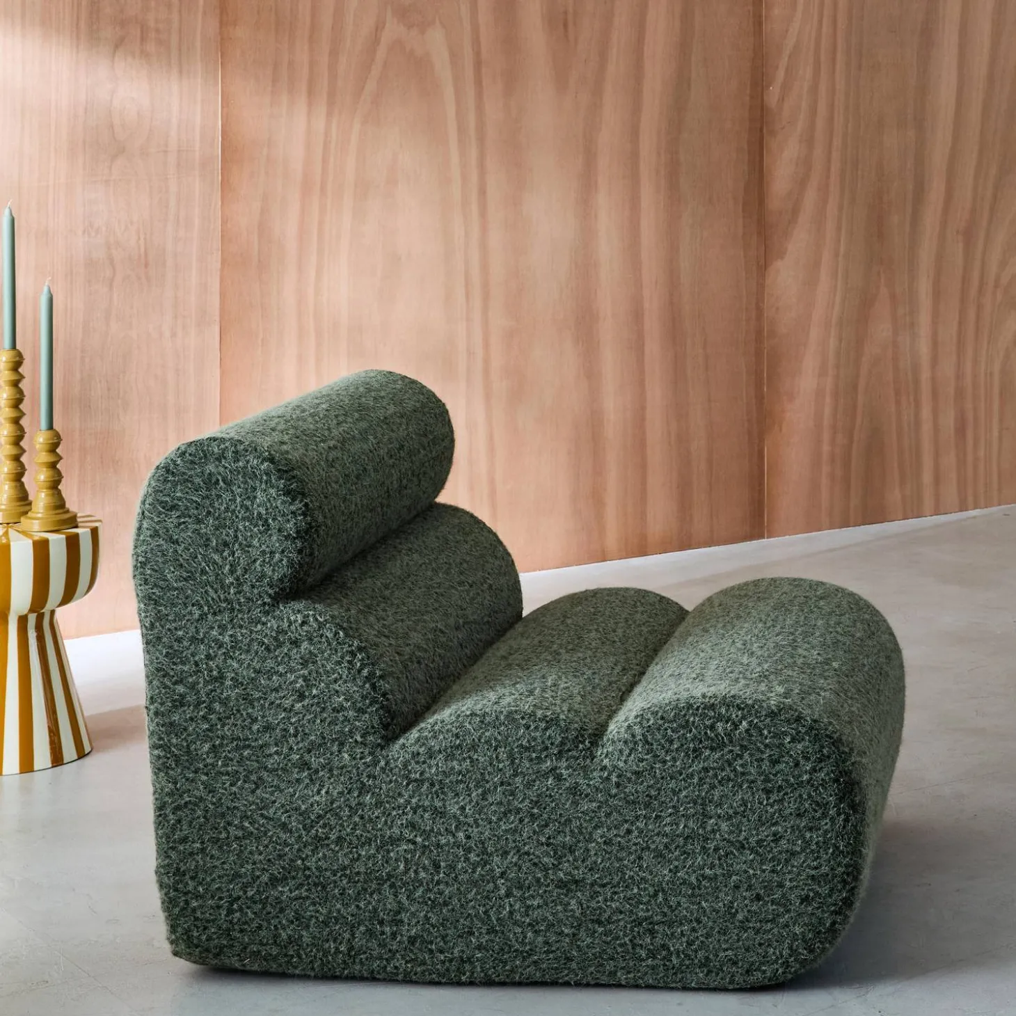 Modularer Lounge-Sessel mit Bezug im Alpaka-Look