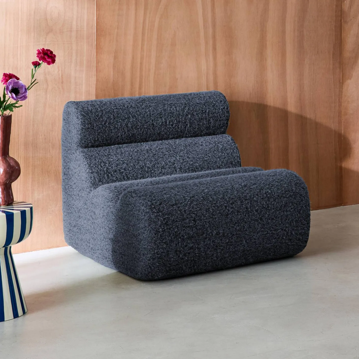 Modularer Lounge-Sessel mit Bezug im Alpaka-Look