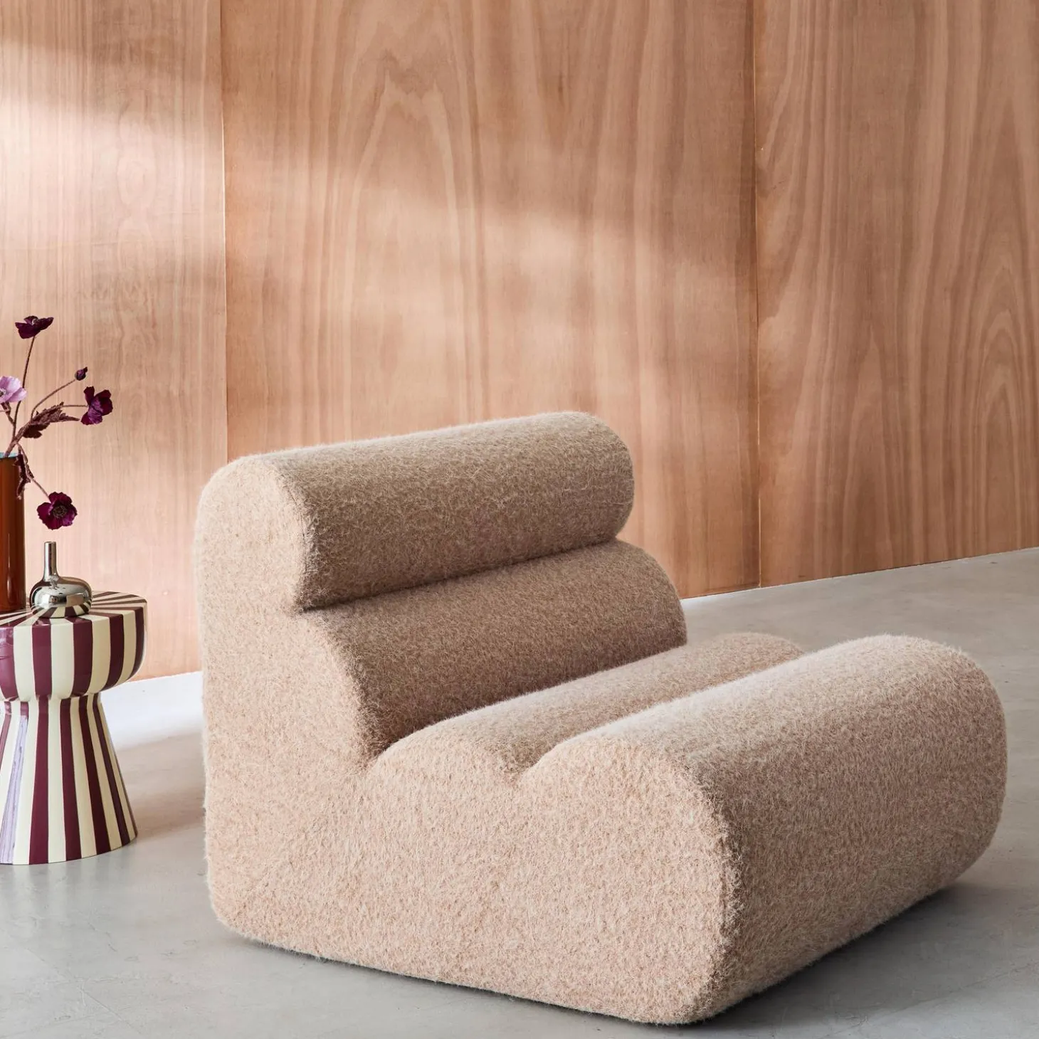 Modularer Lounge-Sessel mit Bezug im Alpaka-Look