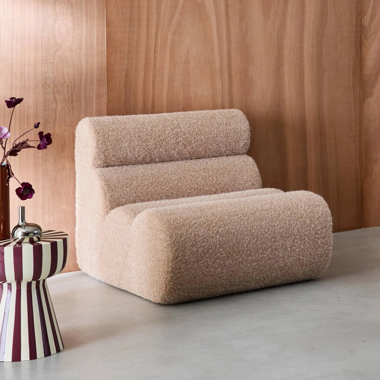 Modularer Lounge-Sessel mit Bezug im Alpaka-Look