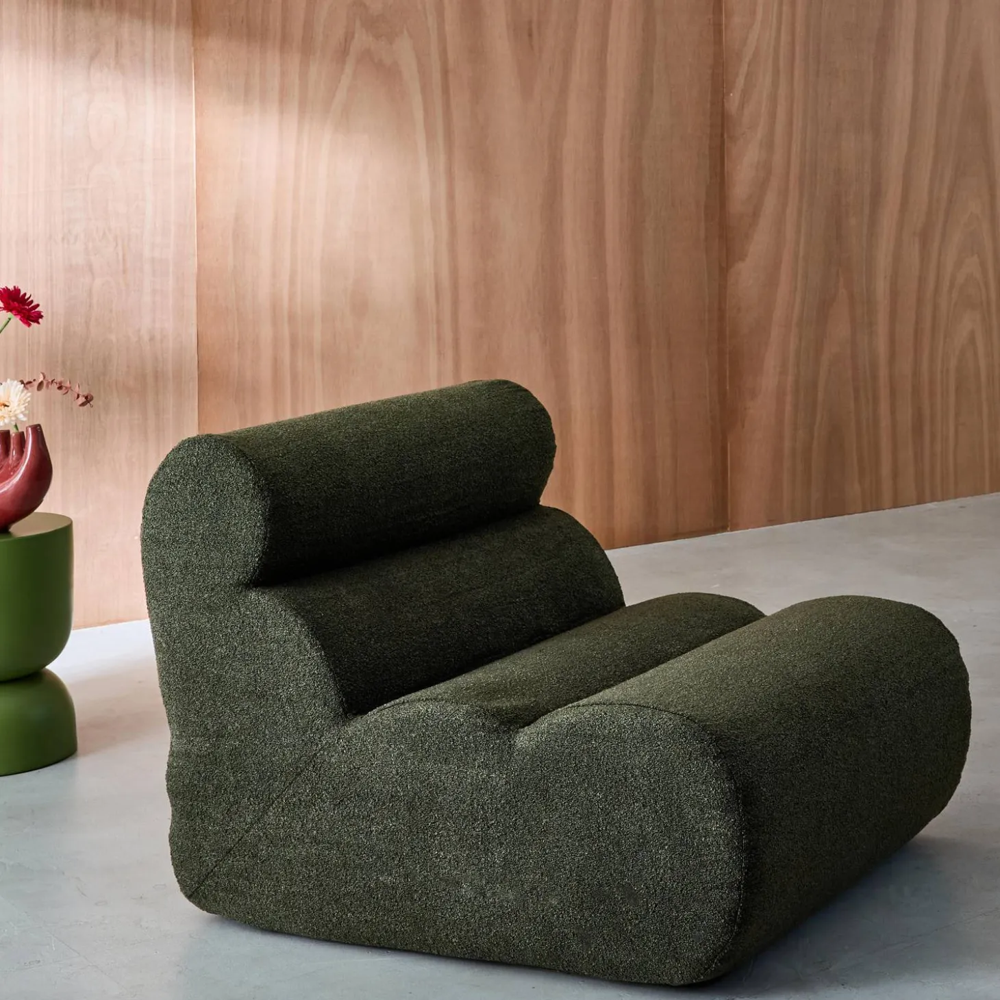 Modularer Lounge-Sessel mit strukturiertem Bouclé-Bezug