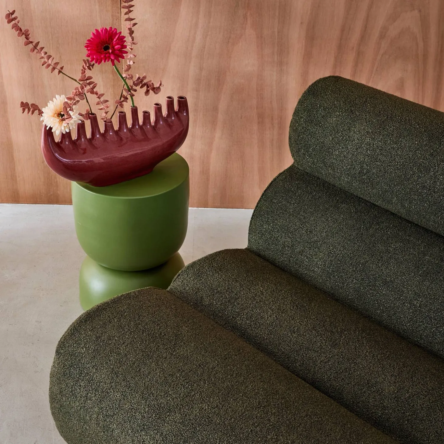 Modularer Lounge-Sessel mit strukturiertem Bouclé-Bezug