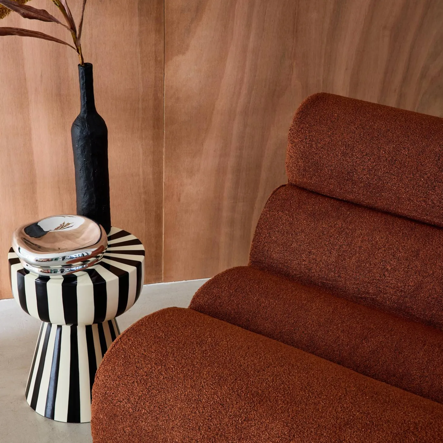 Modularer Lounge-Sessel mit strukturiertem Bouclé-Bezug