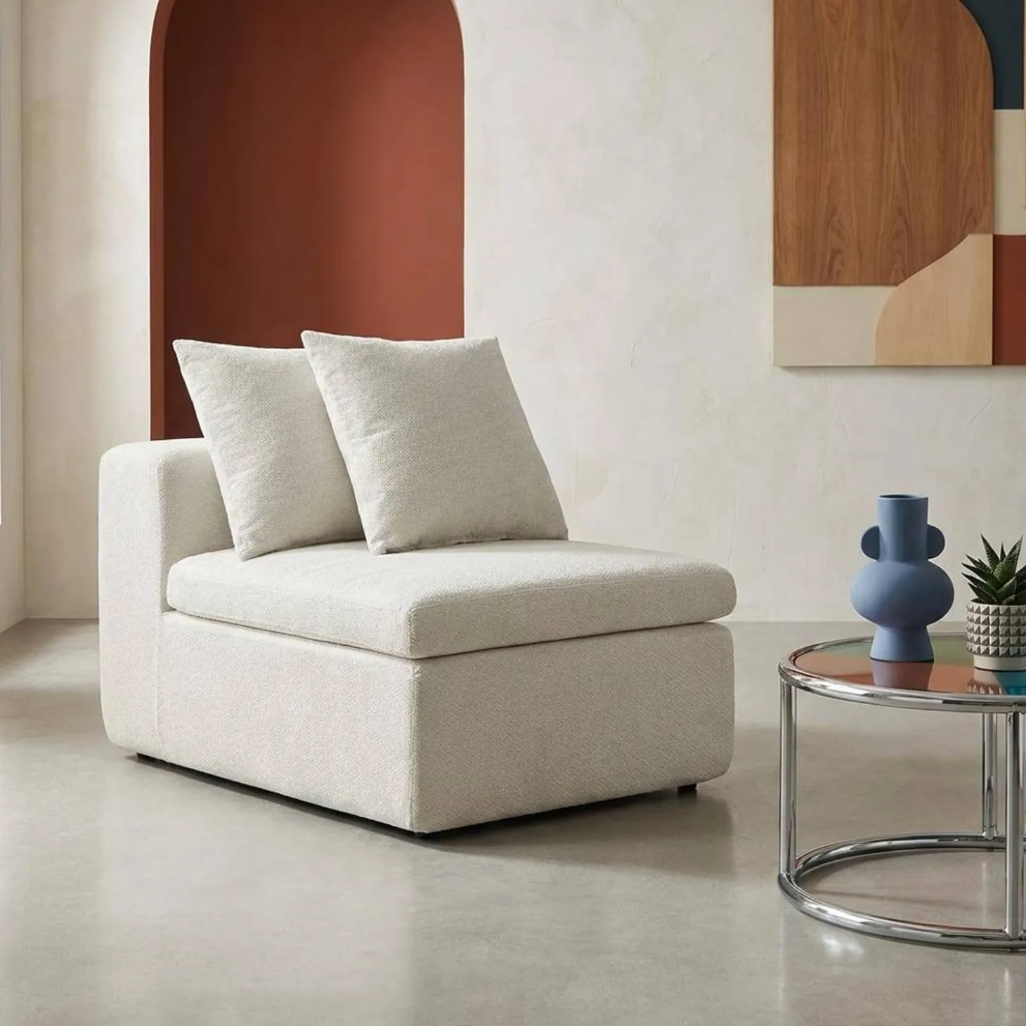 Modularer Sessel mit Chenille-Bezug 1-Sitzer