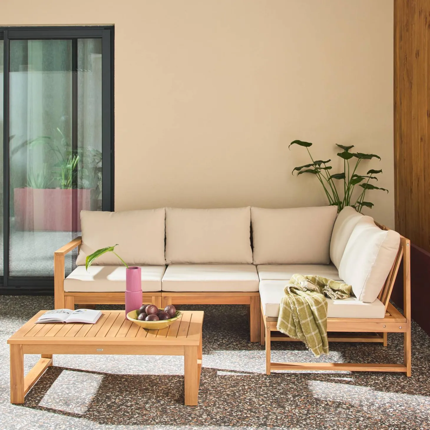 Modulares Gartenmöbel-Set aus Akazienholz für 4 Personen