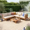Modulares Gartenmöbel-Set aus Akazienholz für 5 Personen, beige