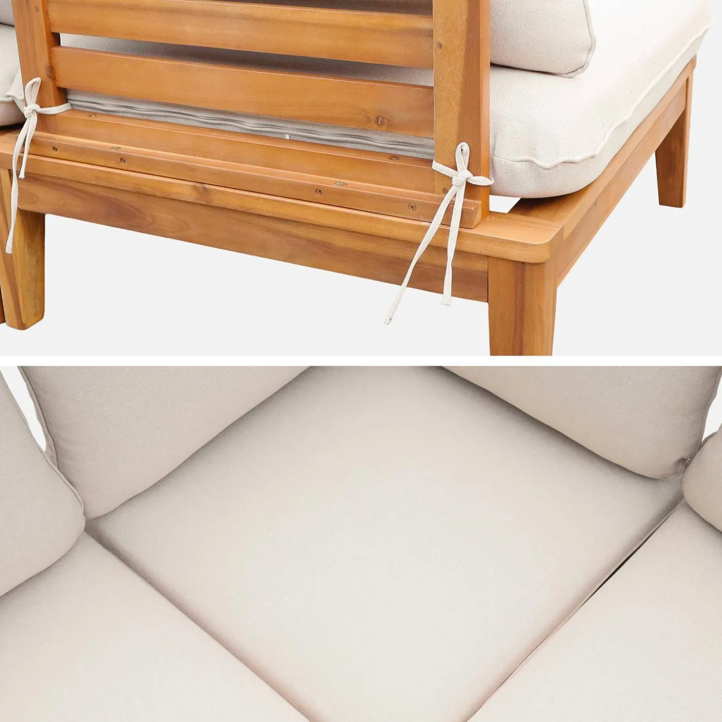 Modulares Gartenmöbel-Set aus Akazienholz für 5 Personen, beige