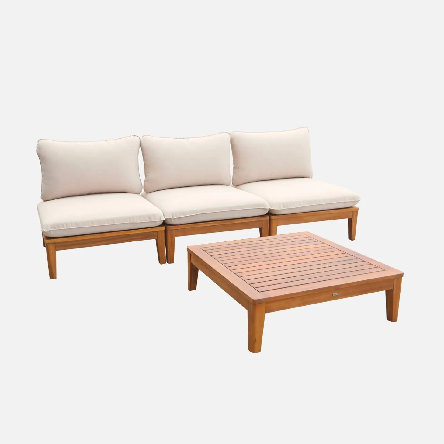 Modulares Gartenmöbel-Set aus Akazienholz 3-Sitzer beige