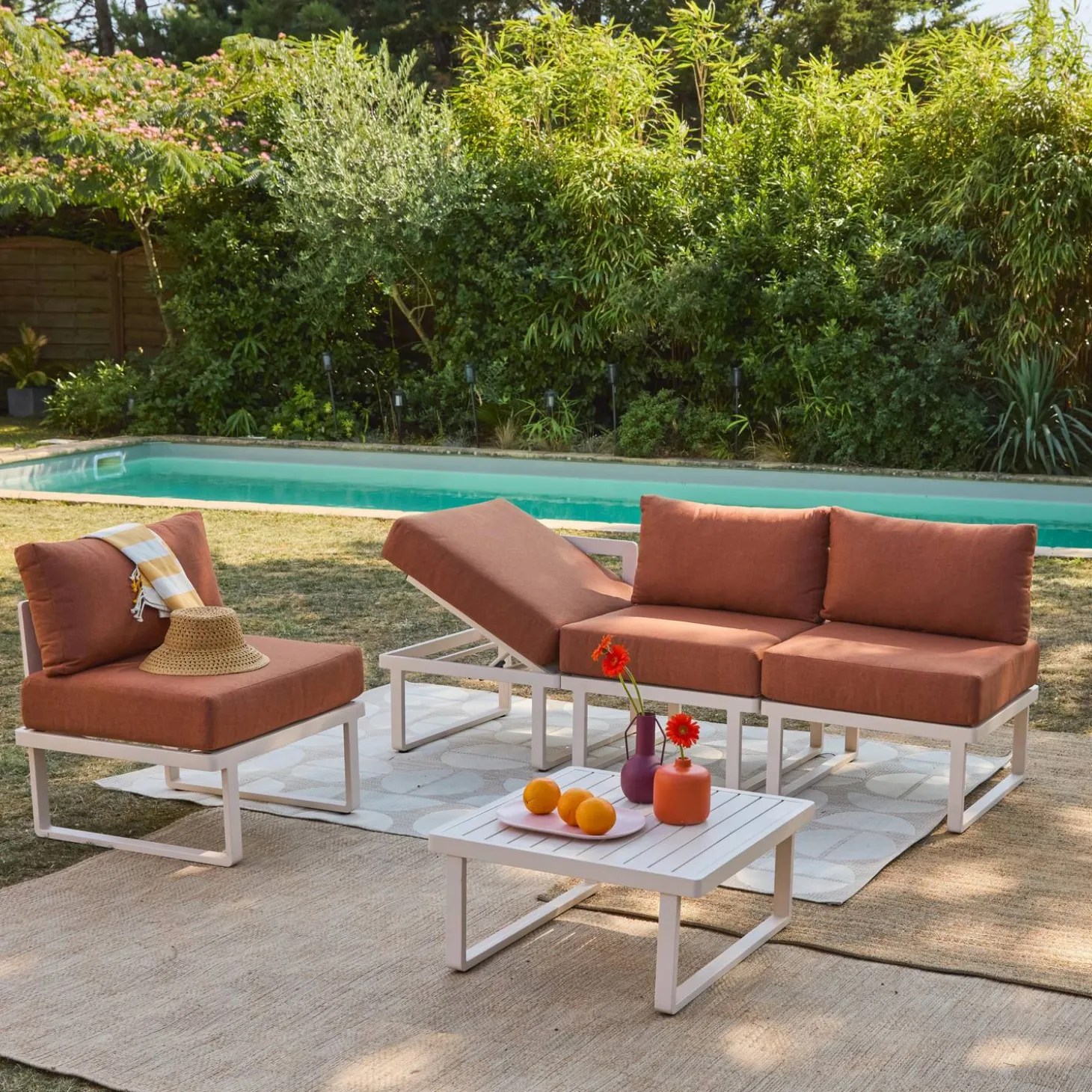 Modulares Gartenmöbel-Set aus Aluminium für 4 Personen