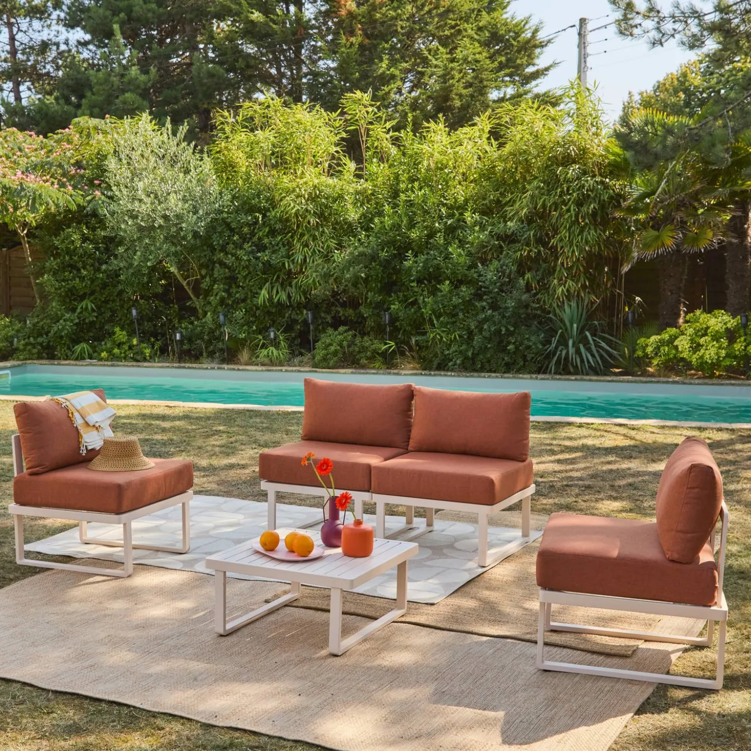 Modulares Gartenmöbel-Set aus Aluminium für 4 Personen