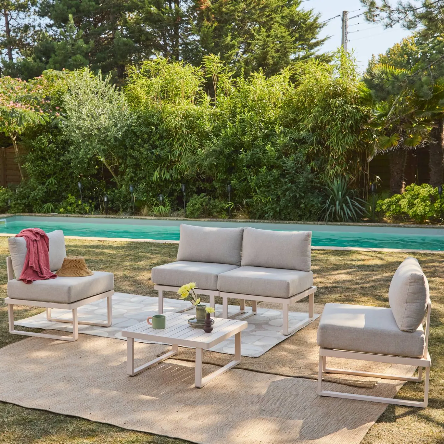 Modulares Gartenmöbel-Set aus Aluminium für 4 Personen