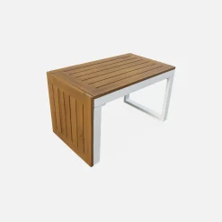 Modulares Gartenmöbelset aus Aluminium und Akazienholz, 4-Sitzer