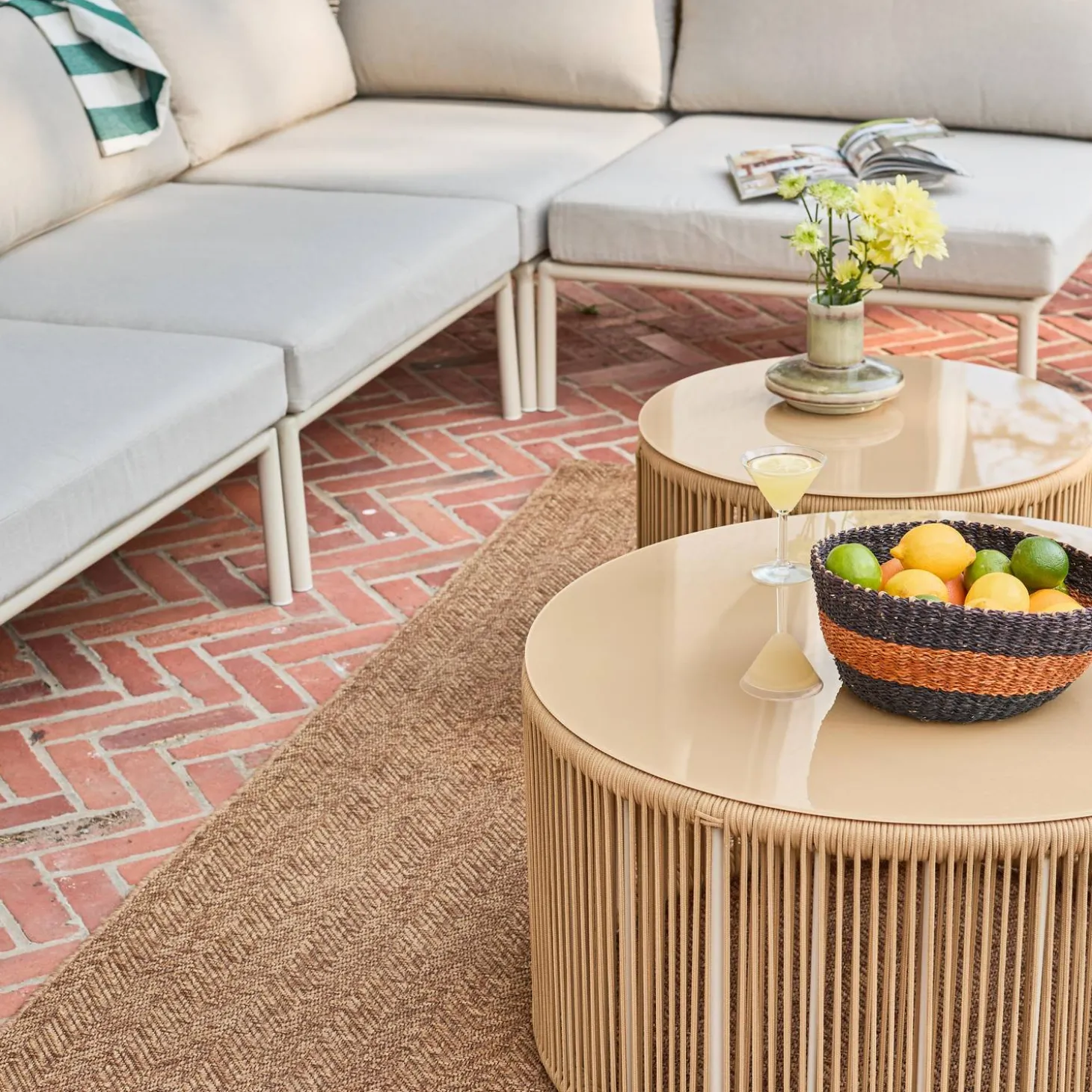 Modulares Gartenmöbel-Set aus Aluminium und Seilbespannung für 5 Personen
