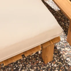 Modulares Loungeset aus naturfarbenem Akazienholz, 2-Sitzer, 3-fach verstellbar mit Tisch