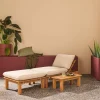 Modulares Loungeset aus naturfarbenem Akazienholz, 1-Sitzer, 3-fach verstellbar mit Tisch
