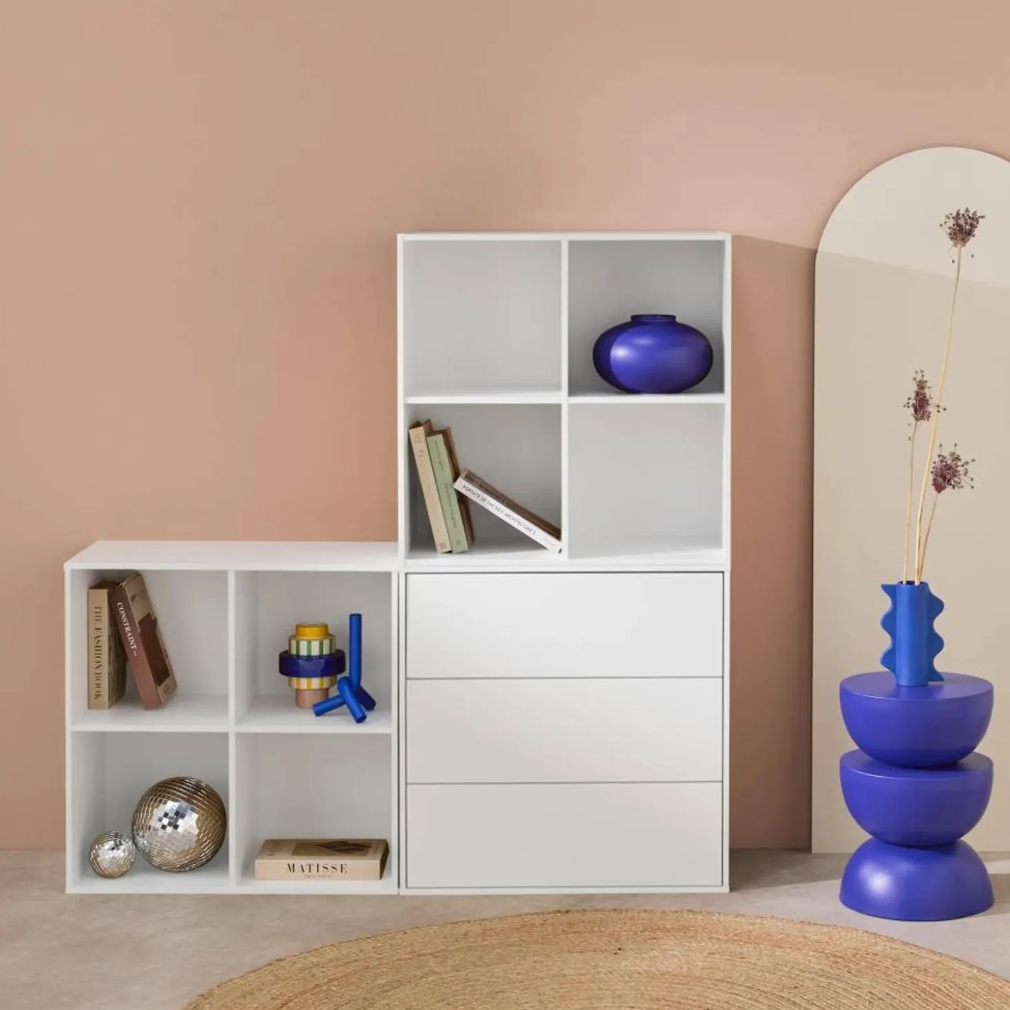 Modulares Regal Holzdekor 3 Elemente - 3 Schubladen 8 Fächer