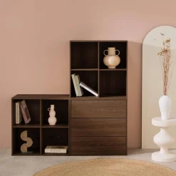 Modulares Regal Holzdekor 3 Elemente - 3 Schubladen 8 Fächer