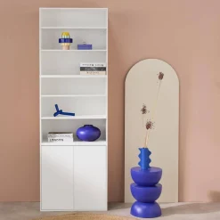 Modulares Regal Holzdekor 3 Elemente - 2 Türen 6 offene Fächer