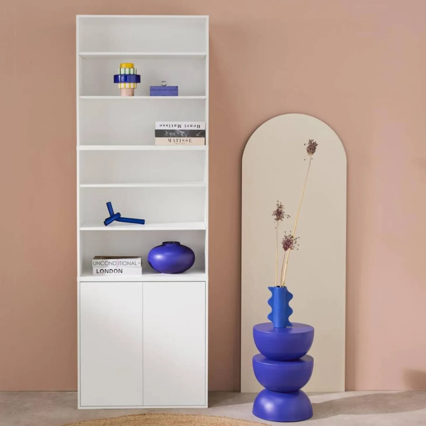 Modulares Regal Holzdekor 3 Elemente - 2 Türen 6 offene Fächer