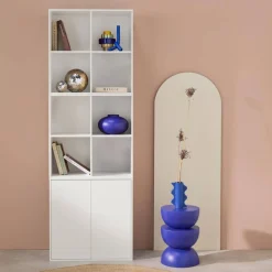 Modulares Regal Holzdekor 3 Elemente - 2 Türen 8 offene Fächer