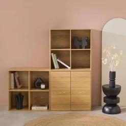 Modulares Regal Holzdekor 3 Elemente - 2 Türen 8 offene Fächer