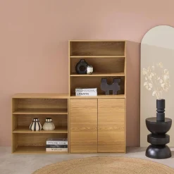 Modulares Regal Holzdekor 3 Elemente - 2 Türen 6 offene Fächer