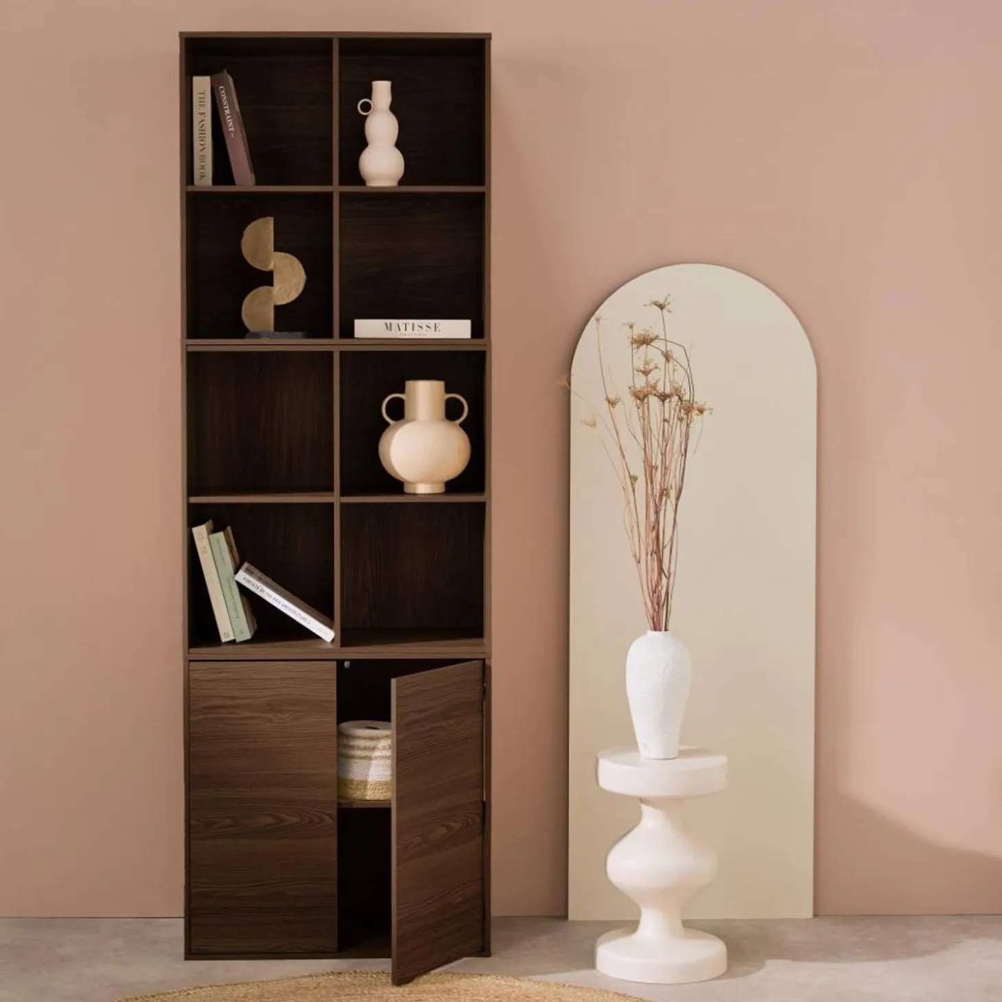 Modulares Regal Holzdekor 3 Elemente - 2 Türen 8 offene Fächer