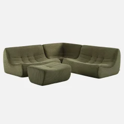 Modulares 5-Sitzer Ecksofa mit 5 Cordbezug und Hocker
