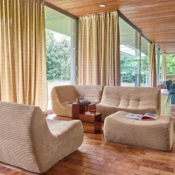 Modulares 5-Sitzer Ecksofa mit 5 Cordbezug und Hocker