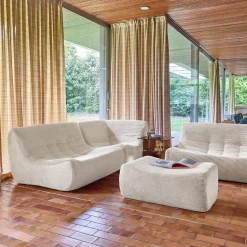 Modulares 5-Sitzer Ecksofa mit 5 Cordbezug und Hocker