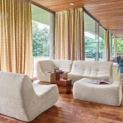 Modulares 5-Sitzer Ecksofa mit 5 Cordbezug und Hocker