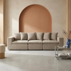 Modulares 3-Sitzer Sofa mit Chenille-Bezug