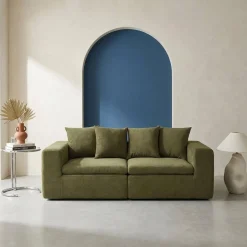 Modulares 2-Sitzer Sofa mit Chenille-Bezug