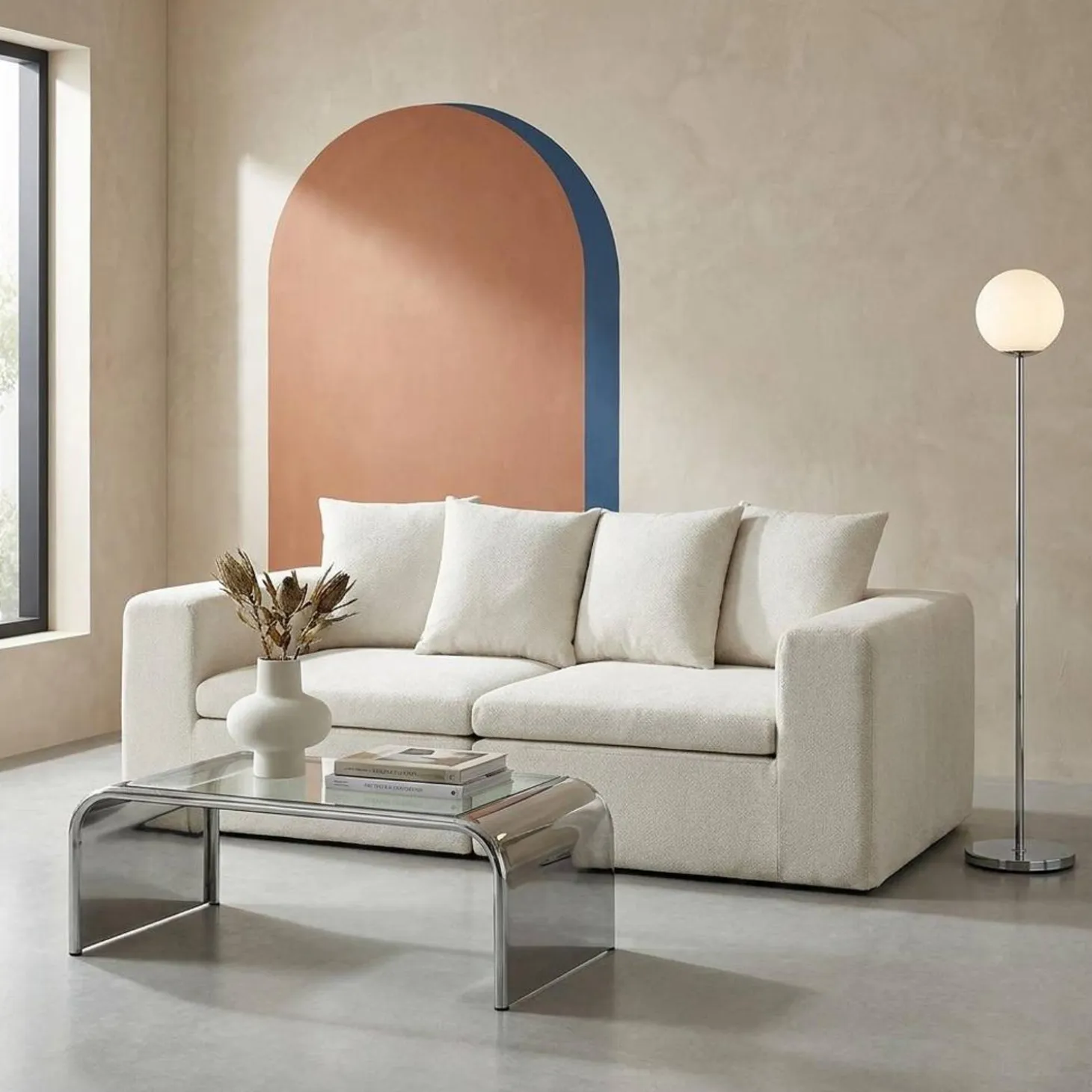 Modulares 2-Sitzer Sofa mit Chenille-Bezug