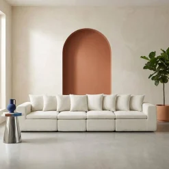 Modulares 4-Sitzer Sofa mit Chenille-Bezug