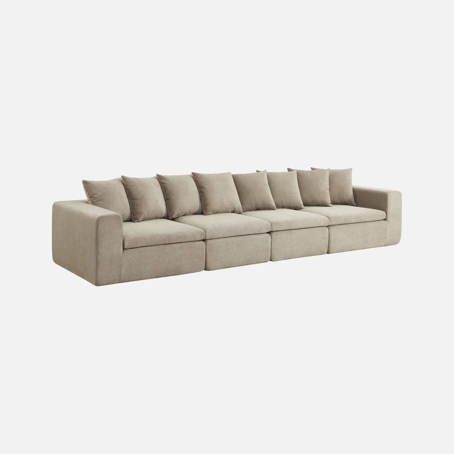 Modulares 4-Sitzer Sofa mit Chenille-Bezug
