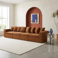 Modulares 4-Sitzer Sofa mit Chenille-Bezug