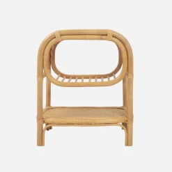 Nachttisch aus gebogenem Natur-Rattan, 1 Ablage, 1 Nische