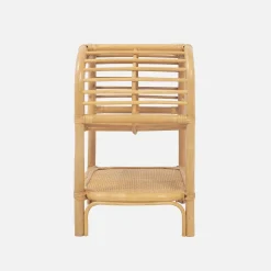 Nachttisch aus gebogenem Natur-Rattan, 1 Ablage, 1 Nische