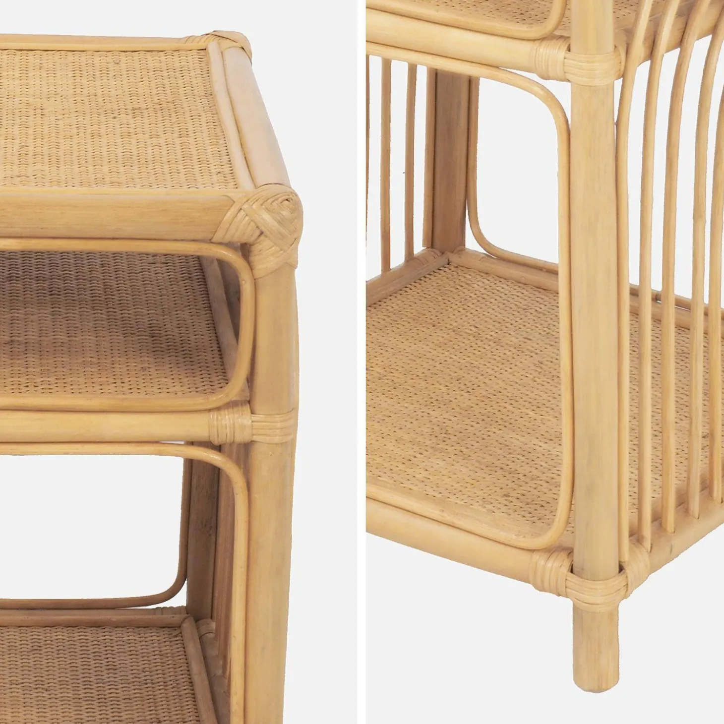 Nachttisch aus Rattan 1 Ablage 1 Nische