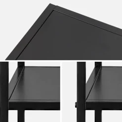 Nachttisch aus schwarzem Metall mit Regal