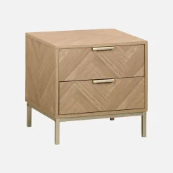 Nachttisch, Holzdekor in Fischgrät-Optik