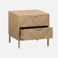 Nachttisch, Holzdekor in Fischgrät-Optik