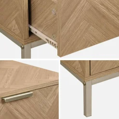 Nachttisch, Holzdekor in Fischgrät-Optik