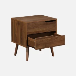 Nachttisch mit Holzdekor, nussbaumfarben, 2 Schubladen