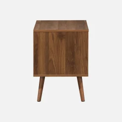 Nachttisch mit Holzdekor, nussbaumfarben, 2 Schubladen (Set von 2)