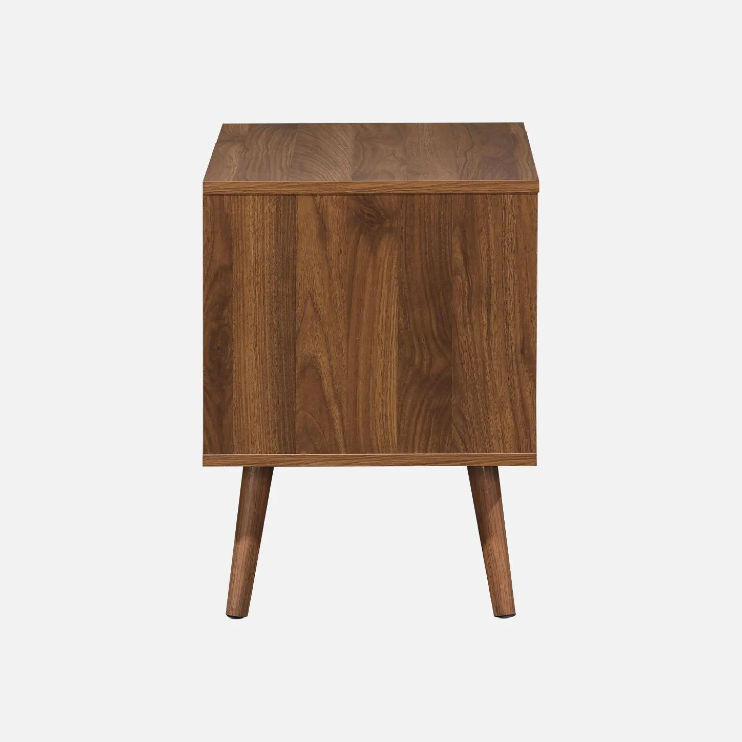 Nachttisch mit Holzdekor, nussbaumfarben, 2 Schubladen (Set von 2)