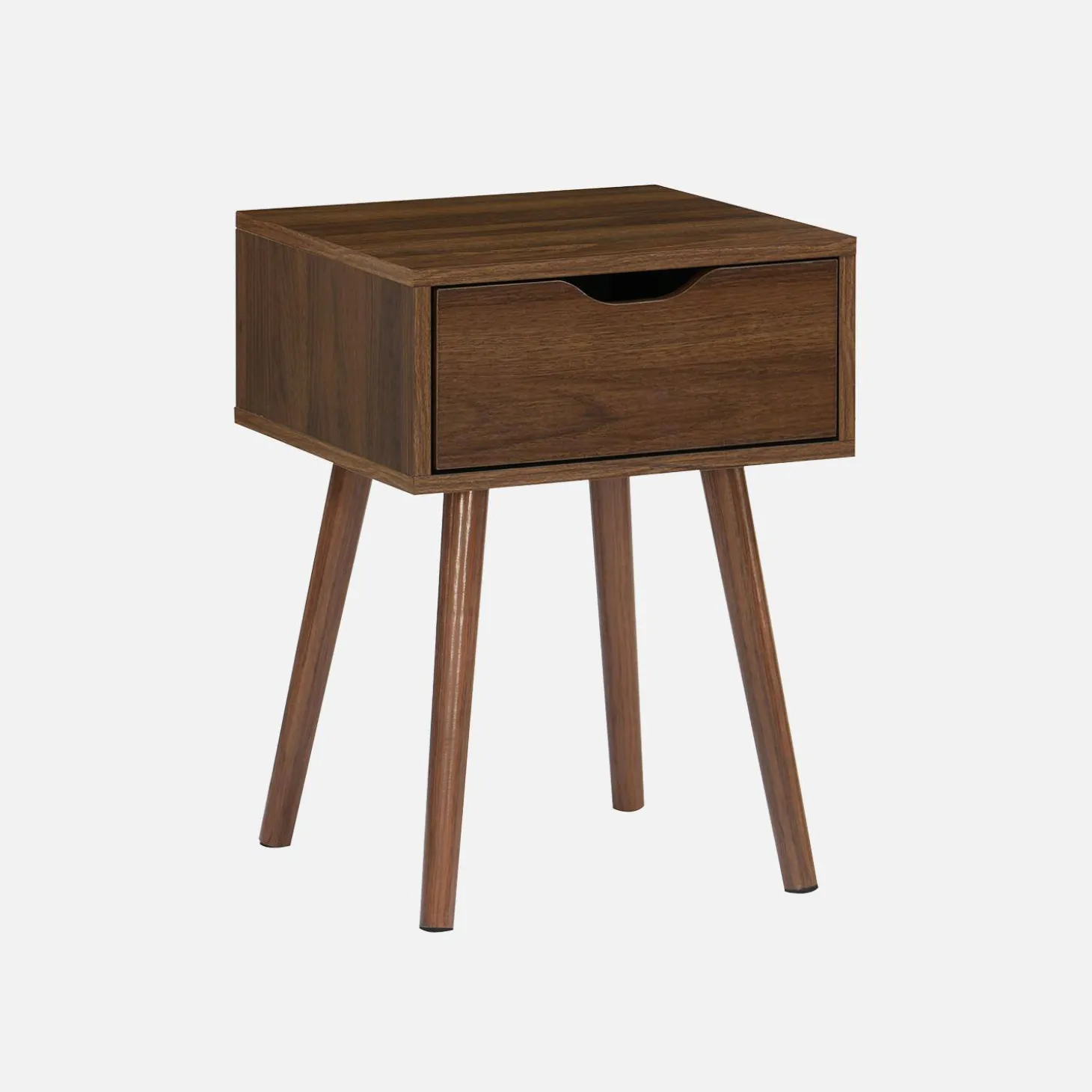 Nachttisch mit nussfarbenem Holzdekor, 1 Schublade