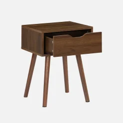Nachttisch mit nussfarbenem Holzdekor, 1 Schublade